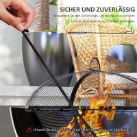 Outsunny Palenisko 2 w 1 z optyką betonu, funkcja grilla, nierdzewna rama metalowa, Ø61 x 43W cm, szary(m-6)