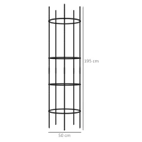 Outsunny Podpora roślin, siatka podtrzymująca rośliny z 4 poziomami, klatka na pomidory do ogrodu, balkonu, stalowa, czarna, 50 x 50 x 195 cm(m-3)