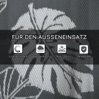 Outsunny Waterdicht Buitentapijt met Bladerpatroon - 182x274cm - Grijs/Wit(m-6)