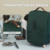 HOMCOM Mini Koelkast Beauty Fridge, 4 L Capaciteit, 20,3 x 26,3 x 28 cm, Donkergroen(m-6)