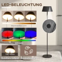 Lampa słoneczna Outsunny do ogrodu, stojąca lampa na zewnątrz, ładowana przez USB, lampy solarno-LED do użytku wewnątrz, regulowana jasność, ciepły biały kolor, czarny(m-4)