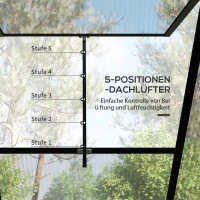 Outsunny Szklarnia Aluminiowa 192 x 192 x 204 cm 3,68 m² z Oknem, Drzwiami Przesuwnymi, Podstawą, Domkiem dla Pomidorów do Ogrodu, Balkonu, Kolor Czarny(m-7)