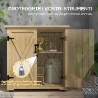 Outsunny Armadio da Esterno con Ripiano Interno Regolabile e Tetto Inclinato, in Legno di Abete, 77.5x88x90 cm(m-6)