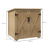 Outsunny Armadio da Esterno con Ripiano Interno Regolabile e Tetto Inclinato, in Legno di Abete, 77.5x88x90 cm(m-3)