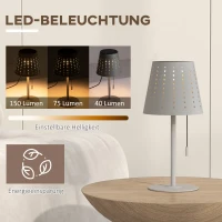 Outsunny Lampa stołowa lampa nocna, zegar czasowy, bezprzewodowa, łańcuszek ze złotem, 14 cm x 14 cm x 30 cm, Biała(m-4)