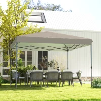 Outsunny Faltpavillon, leichter Aufbau durch 1-Knopf-System, höhenverstellbar, Metallrahmen, 3,6 x 3,6m, Beige(m-2)
