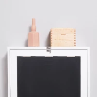 HOMCOM Biurko ścienne z tablicą, 5 półkami, składane biurko komputerowe do biura, białe+czerne 60 x 94,5 x 147 cm(m-8)