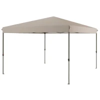 Outsunny Faltpavillon, leichter Aufbau durch 1-Knopf-System, höhenverstellbar, Metallrahmen, 3,6 x 3,6m, Beige(m-1)