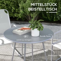Outsunny 3-delige tuinmeubelset, 2 stoelen met ademende stoffen bekleding, 1 ronde tafel Ø60 cm, Lichtgrijs(m-4)