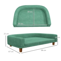 PawHut Legowisko dla psa, sofa dla psa, sofa dla zwierząt, Eukaliptus, 98 x 67 x 25 cm, Zielony(m-3)
