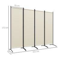 Outsunny Paravento da Esterno e Interno a 4 Pannelli Pieghevole, 221x50x172cm, Crema(m-3)