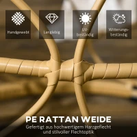 Outsunny Zestaw 2 stolików ogrodowych, stoliki pomocnicze na zewnątrz, styl boho, wewnątrz. Na zewnątrz, 55 cm x 55 cm x 51 cm, Czarny + Naturalny(m-5)