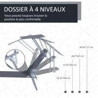 Outsunny Lot de 2 Transats Bain de Soleil Pliable Chaise Longue Pliante Grand Confort Dossier Inclinable Pare-Soleil réglable(m-4)