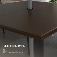 Outsunny Stolik do jedzenia na zewnątrz ze strefą cienia, rama metalowa, 100x100x72 cm, Brązowy/Czarny(m-5)