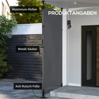 Outsunny Wolnostojąca Markiza, Regulowana Długość, Montaż Bez Wiercenia, Rama z Aluminium, 1,5 x 2,2-3,1 m, Ciemnoszary(m-7)