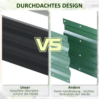 Outsunny Hoge plantenbak, weerbestendig, open bodem, verzinkt staal, 120 cm x 60 cm x 30,5 cm, Grijs(m-7)