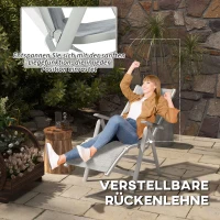 Outsunny Fotel ogrodowy Outdoor Lounge, Leżak ogrodowy, odporny na warunki atmosferyczne, 62 cm x 96 cm x 108 cm, Szary + Biały(m-4)