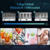 HOMCOM Kostkarka do Lodu Maszyna do Kostek Lodowych Ice-Maker, Funkcja Timera, 38,9 cm x 25,2 cm x 36,3 cm, Srebrna(m-6)