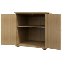 Outsunny Armadio da Esterno con Ripiano Interno Regolabile e Tetto Inclinato, in Legno di Abete, 77.5x88x90 cm(m-1)