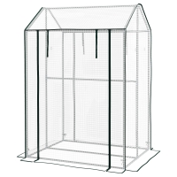 Outsunny Kas Kweekhuis Kweekbed, weerbestendig, oprolbare deur, 100 cm x 80 cm x 150 cm, Wit + Groen