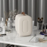 HOMCOM Mini Lodówka Lodówka Beauty Fridge, 4 L Pojemność, 20,3 x 26,3 x 28 cm, Kremowy(m-2)