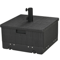 Outsunny 3-in-1 Parasolvoet, Bijzettafel, Bloembak, tot 80 kg zand, weerbestendig, Zwart