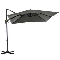 Outsunny Grijze Zweefparasol Tuinparasol, Kruisvoet, Kantelbaar, Weerbestendig, 245 cm x 245 cm x 245 cm