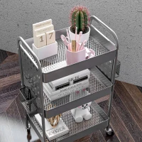 HOMCOM Keukenwagen met 3 planken, 4 wielen, 53,5 cm x 30,5 cm x 75 cm, Grijs(m-8)