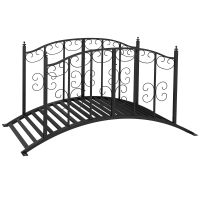 Outsunny Vintage Metalen Tuinbrug - Decoratie voor Tuin en Vijver - 119x67x70 cm - Zwart