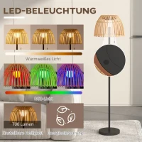 Outsunny Lampa podłogowa lampa stojąca lampa designerska, oświetlenie LED, 3 poziomy jasności, bambus,  39 x 39 x 153 cm, naturalne(m-4)