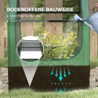 Outsunny Szklarnia Folii z Grządą i 2 Oknami, Tunel Ogrodowy dla Pomidorów, Balkonu, 70 x 70 x 90 cm, Zielony(m-6)