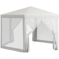 Outsunny Tuinpaviljoen, zeshoekig, met netgordijnen, metalen frame, 4x4x2,5m, Crème(m-10)