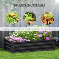 Outsunny Hochbeet Pflanzkasten, wetterbeständig, offener Boden, verzinkter Stahl, 120 cm x 60 cm x 30,5 cm, Grau(m-6)