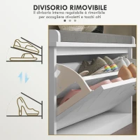 HOMCOM Panca Scarpiera Salvaspazio con Cuscino e Cassetto Ribaltabile per 8 Paia di Scarpe, Bianco(m-5)