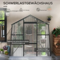 Outsunny Szklarnia Aluminiowa 192 x 192 x 204 cm 3,68 m² z Oknem, Drzwiami Przesuwnymi, Podstawą, Domkiem dla Pomidorów do Ogrodu, Balkonu, Kolor Czarny(m-4)