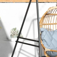 Outsunny Stojak na fotel wiszący, solidny & odporny na warunki atmosferyczne, wewnątrz i na zewnątrz, do 150 kg, stal, 178 x 143 x 180 cm, Czarny(m-9)