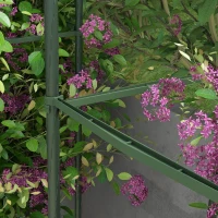 Outsunny Podpora dla roślin 2 szt, Siatka do pnączy z workiem do sadzenia, siatka kwiatowa, szpaler, rusztowanie do roślin, klatka na pomidory, stal, zielony, 33 x 33 x 180 cm(m-9)