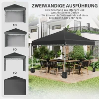 Outsunny Pawilon składany 2,97 x 2,97 m z bocznymi ścianami, namiot kempingowy z ochroną UV, namiot imprezowy z workiem na piasek, pawilon ogrodowy, namiot pop-up na taras, stal, czarny(m-4)