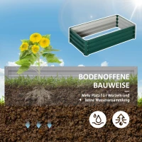 Outsunny Wysokie łóżko ogrodowe ze stali, donica do sadzenia, bezrdzeniowy skrzynia na kwiaty, warzywnik z otwartym dnem, ziołowy ogródek do ogrodu, balkonu, zielony, 120 x 60 x 30,5 cm(m-5)