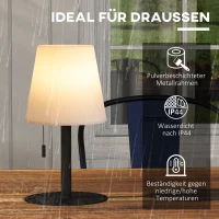 Lampa stołowa Outsunny z funkcją ładowania USB, z regulowanym natężeniem światła, wodoodporna IP44, do użytku wewnątrz i na zewnątrz, kolor czarno-biały(m-6)