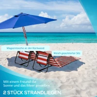 Outsunny Opvouwbare Ligstoel met Verstelbare Rugleuning, Zijvak, Zachte Bekleding, Stalen Frame, Rood, 142x51x40cm(m-4)