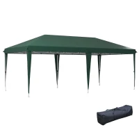 Outsunny Tenda para Festas 6x3 m com Altura Ajustável em 3 Níveis Bolsa de Transporte Estrutura de Aço Anti-UV Verde(m-10)