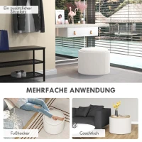 HOMCOM Hoker z miejscem na przechowywanie, w lnu, ukryty schowek, pokrywa odwracalna, 56 cm x 56 cm x 42 cm, kremowy + naturalny(m-7)