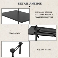 Outsunny Balkontafel, voor leuningen met een dikte van 6-15 cm, verstelbaar, inklapbaar, roestvrij metaal, 62x60x85,5 cm, Zwart(m-6)