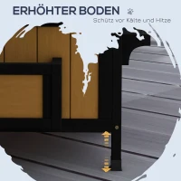 PawHut Dom dla kotów z drewna sosnowego, z wieloma wejściami, 2 poziomami, kocia jaskinia na zewnątrz, domek dla małych zwierząt z dachem asfaltowym, żółty, 96 x 65 x 85,5 cm(m-7)