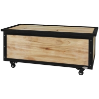 Outsunny Garden Storage Box, 121 Liters, 2 Wheels, Weatherproof, Metal Frame, Natural Wood, 100x50x43 cm