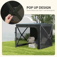 Outsunny Pawilon składany ok 2,5 x 2 m z bocznymi ściankami, pawilon pop-up z ochroną UV, kieszenią boczną, namiot ogrodowy, namiot imprezowy na balkon, taras, Oxford Czarny(m-4)