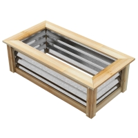 Outsunny Raised Plant Bed, Self-Draining, Open Bottom, Metal+Wood, 90 x 45 x 30cm