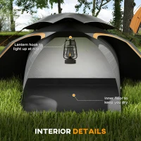 Outsunny Aluminium Frame Camping Tent Dome Tent with Removable Rainfly, 2000mm Waterproof, for 1-2 Man, Grey(m-5)