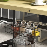 Outsunny Wózek serwisowy, wózek kuchenny, 2 poziomy, 4 uchwyty na butelki, Wewnątrz/na zewnątrz, Sosna/Czarny(m-9)